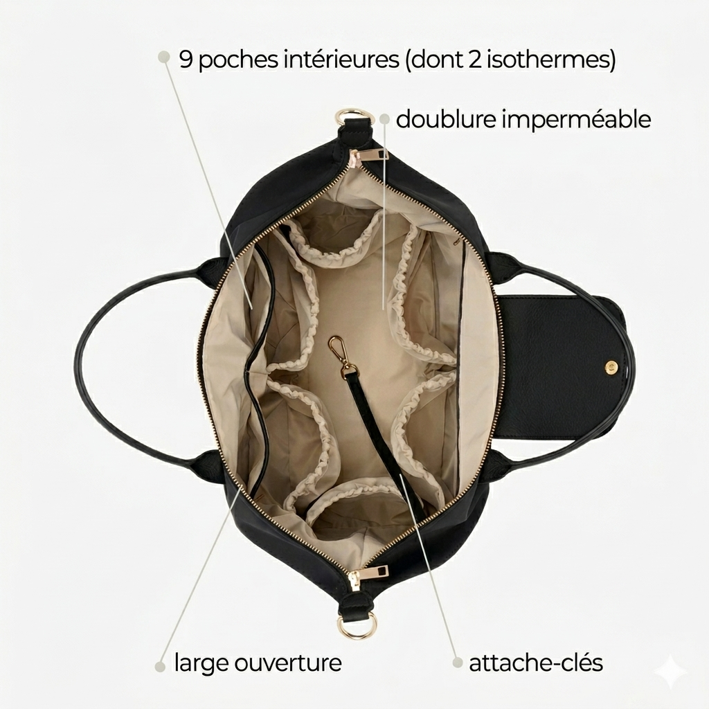 Sac à langer en cuir végan - Elvara